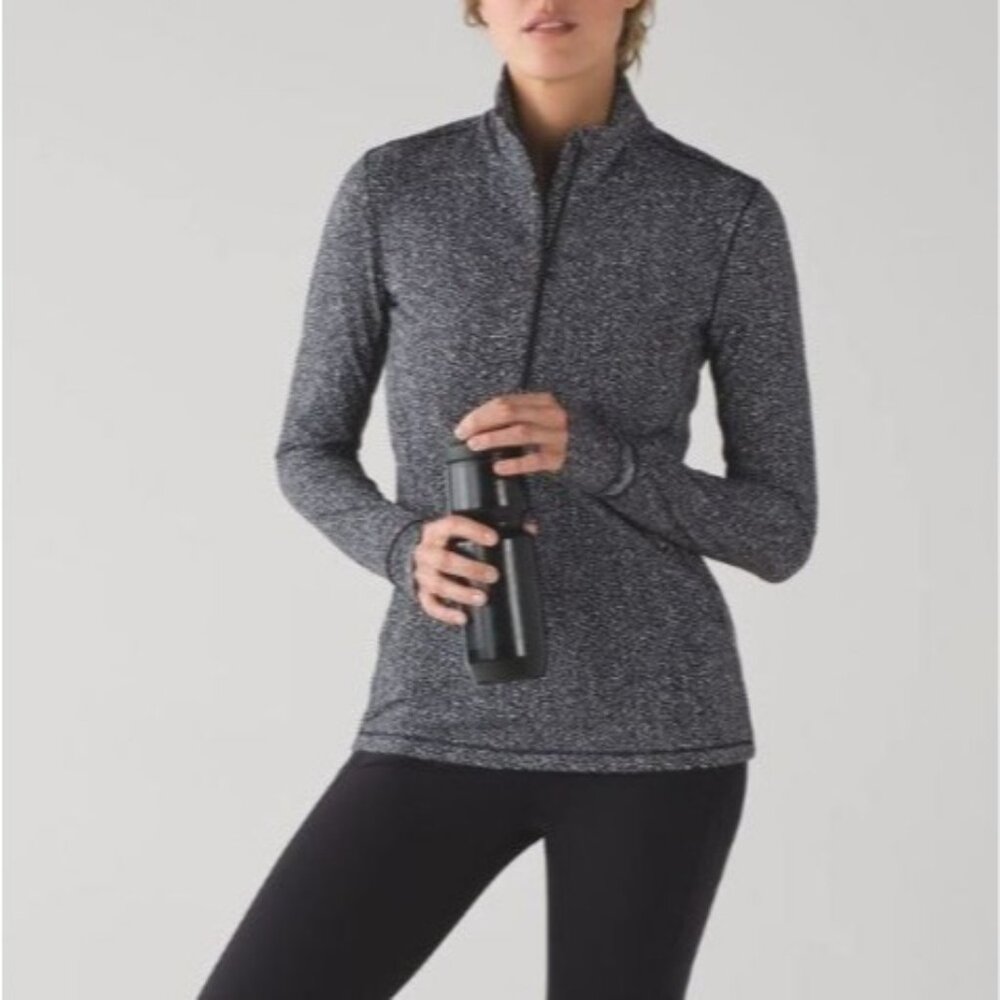 Lululemon Outrun 1/2 Zip Sz 6 Rippled Jaquard Black White